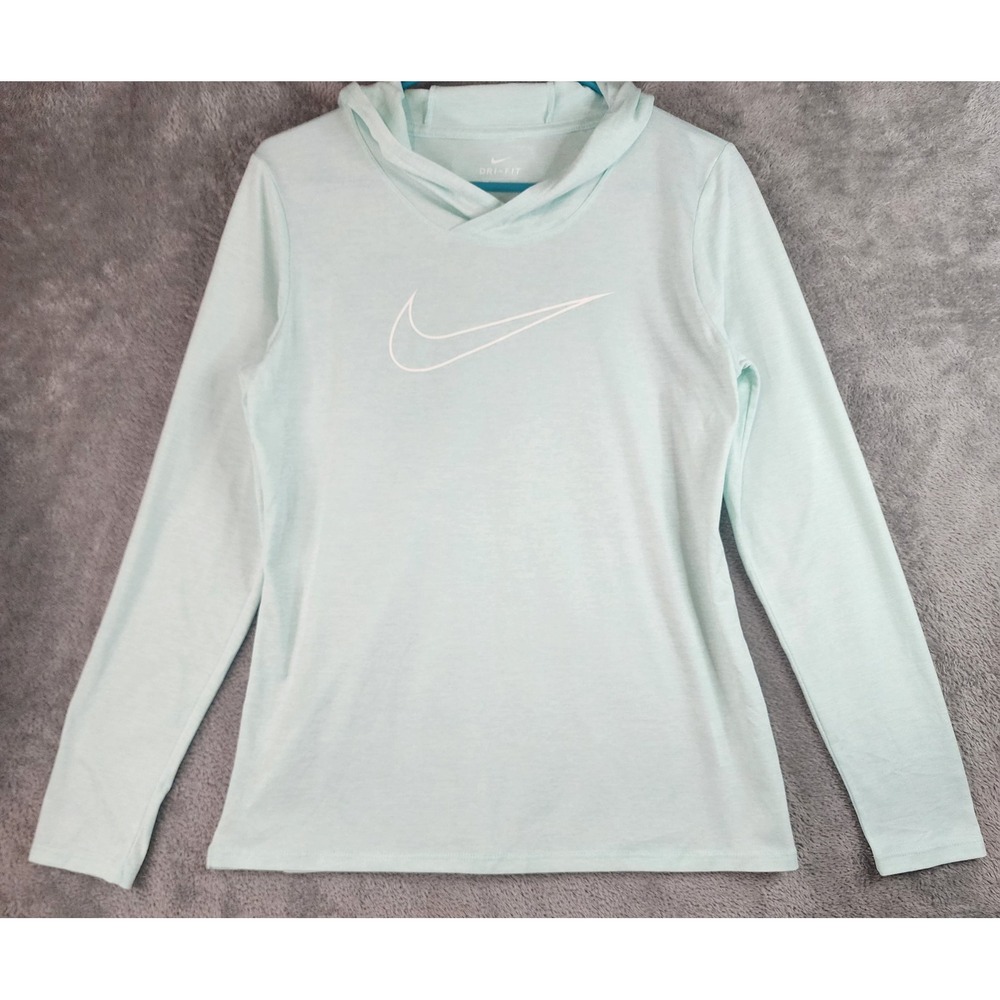Nike Dri Fit Hoodie Womens Medium Green Heathered Long Sleeve Athletic Top‎